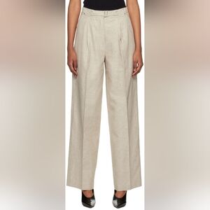 Wide-Leg High-Waist Trousers in Light Beige